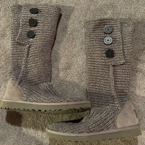 Cozy Ugg Knit Button Boots - Gray